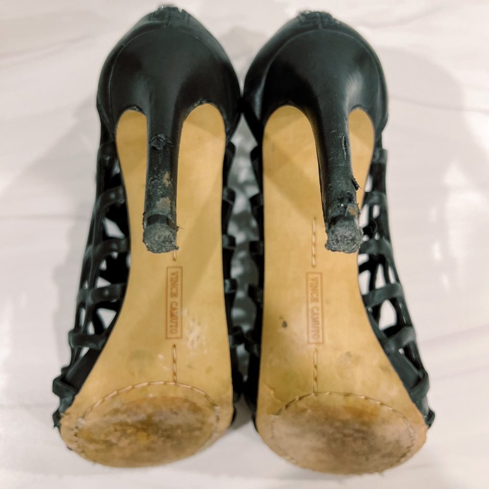 Vince Camuto Black Dontanela Caged Peep Toe Stiletto Heels 6 - Picture 10 of 10